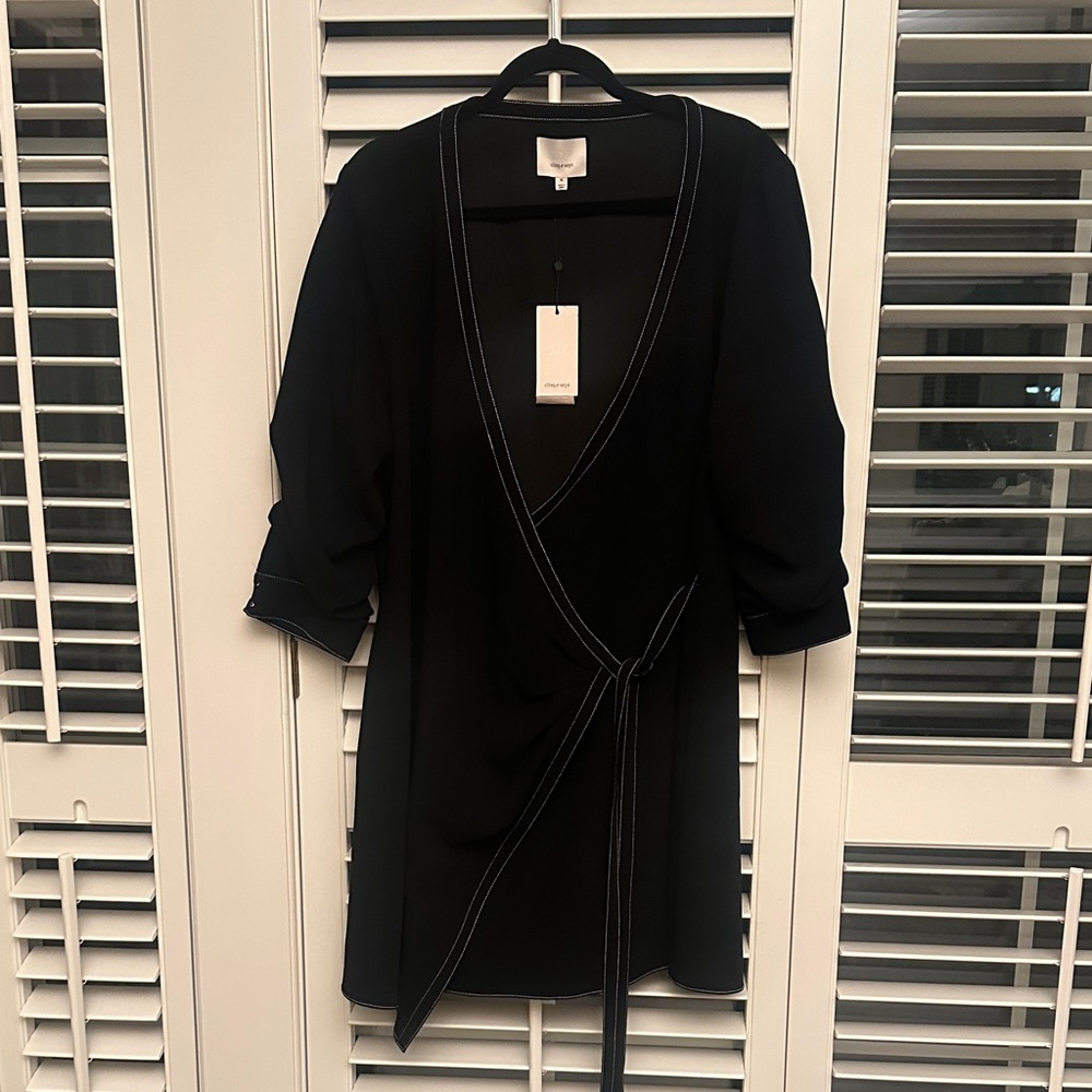 Cinq à Sept Black Dress with White Accents